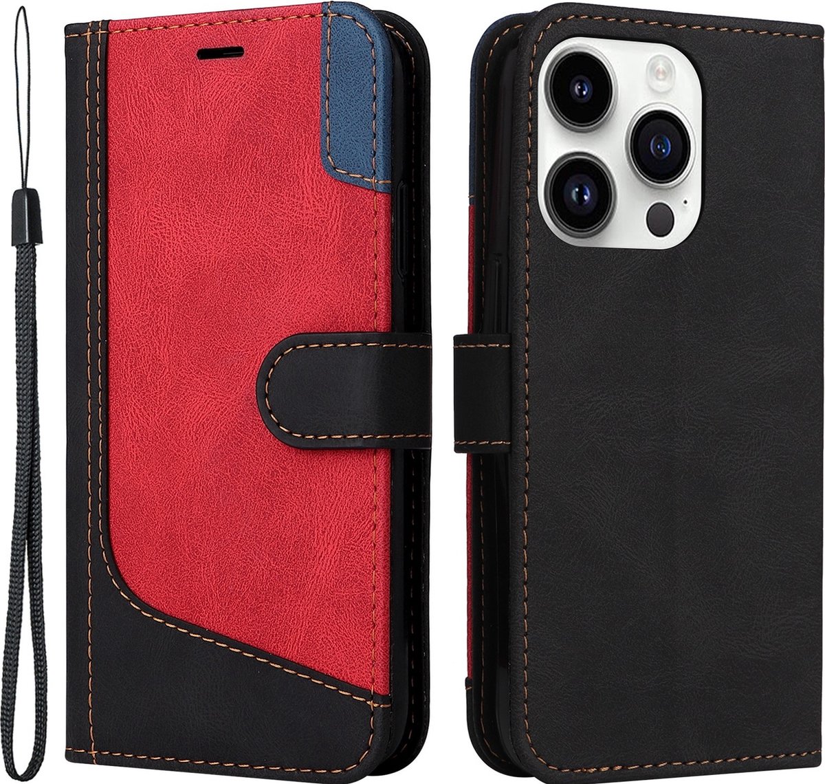 Cityhoesje-iPhone 15 Pro - PU Leather - Book Case - Zwart