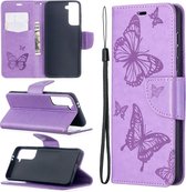 Mobigear Telefoonhoesje geschikt voor Samsung Galaxy S20 FE Hoesje | Mobigear Butterfly Bookcase Portemonnee | Pasjeshouder voor 2 Pasjes | Telefoonhoesje voor Pinpas / OV Kaart / Rijbewijs - Paars