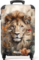 NoBoringSuitcases.com® - Handbagage koffer lichtgewicht - Reiskoffer trolley - Gedetailleerd portret van een leeuw in de natuur - Rolkoffer met wieltjes - Past binnen 55x40x20 en 55x35x25