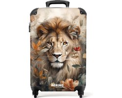 NoBoringSuitcases.com® - Handbagage koffer lichtgewicht - Reiskoffer trolley - Gedetailleerd portret van een leeuw in de natuur - Rolkoffer met wieltjes - Past binnen 55x40x20 en 55x35x25