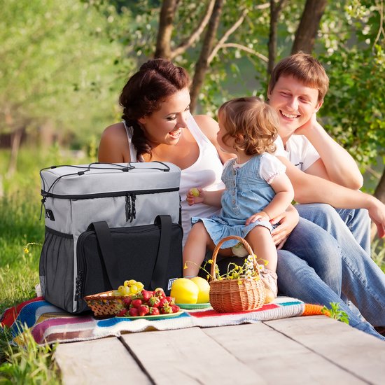 Brisby Sac isotherme 4 couches – Sac à déjeuner 40 litres – Zwart Grijs