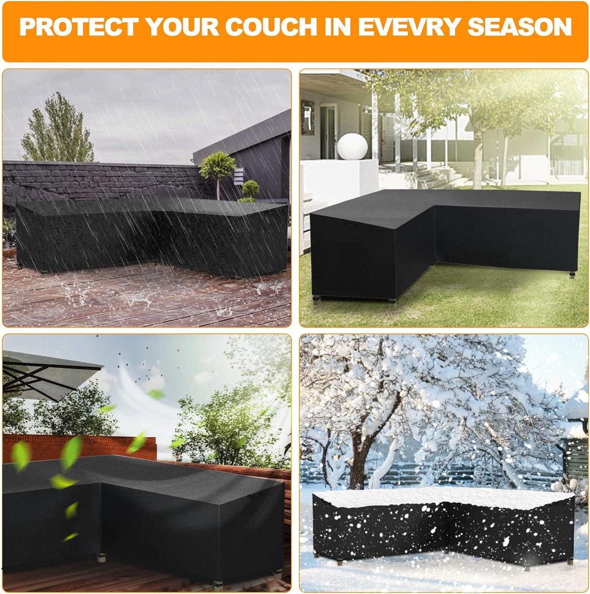 Tuinmeubelafdekking voor L-vormige loungebank Waterdicht Beschermhoes voor hoekbank Hoeklounge 215 x 215 x 80 x 85 cm. Tuinset