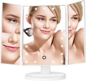 Behave Make Up spiegel met Verlichting - Inklapbaar - Dimbaar - 21 LED's - Incl USB kabel - 34,4 x 28 cm - Wit