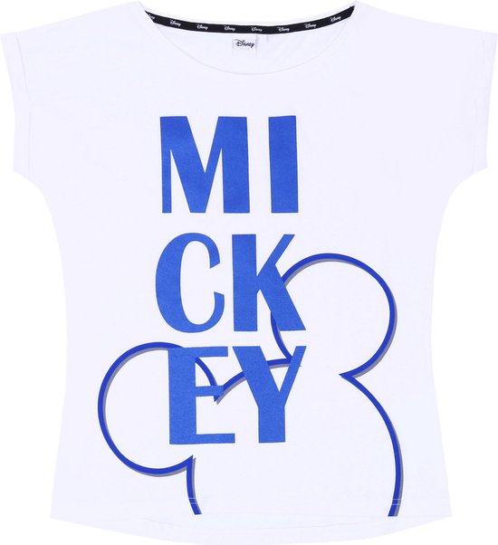 Wit dames t-shirt met blauwe MICKEY print