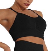 Sport BH zonder beugel - Maat L - Zwart - Extra comfortabele Sport BH - sport bh dames - shock absorber - seamless - sport top