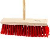 Sorex Bezem buiten - 40 cm - rood - steel 140 cm - harde bezem - straatbezem