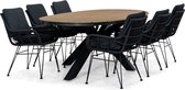 Lesli Living Arezzo/Carlos charcoal (donkergrijs/antractiet) dining tuinset 7-delig | polywood + wicker | 240cm ovaal | 6 personen