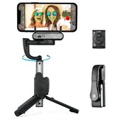 Kibus Cardan léger - Stabilisateur Selfie Stick - Téléphone télécommandé - Trépied réglable - Stabiliser - Pliable - Rotation 360° - Reconnaissance faciale