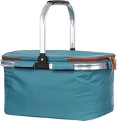 Boodschappenmand 26 liter opvouwbaar met deksel boodschappentas picknickmand - Turquoise picnic basket