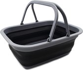 Opvouwbare badkuip met handvat - draagbare picknickmand/krater - boodschappentas - ruimtebesparende opbergcontainer - donkergrijs/zwart picnic basket
