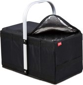 Winkelen Boodschappentas met Koelfunktion Mand met Smart Folding System Folding Basket met Aluminium Handvat Zwart 40x24x20 cm - AD253Cbl picnic basket