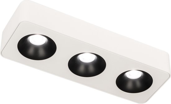 Lumidora Opbouwspot 75060 - NEWCASTLE - 3 Lichts - Ingebouwd LED - 15.0 Watt - 1200 Lumen - 2700 Kelvin - Zwart - Wit - Metaal - Badkamerlamp