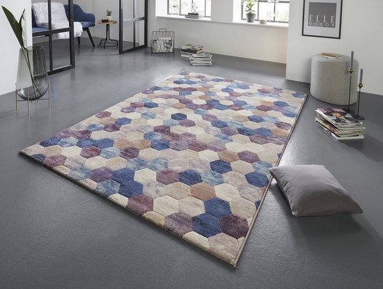 Flycarpets Elle Decoration - Modern Design Vloerkleed - Manosque - Blueberry / Creme - 120x170 cm