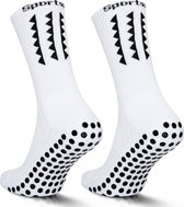 Chaussettes SportsPro Grip - Chaussettes Grip pour le Voetbal et autres sports - Chaussettes Grip Wit avec crampons antidérapants et motif de coins - Taille 41-46