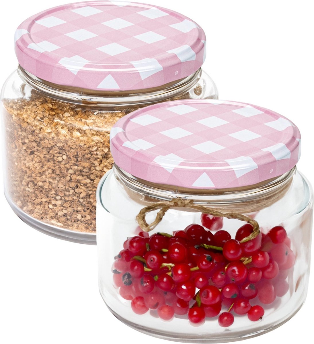 Hega Hogar Weckpot/voorraadpot Classico - 2x - 600 ml - kunststof - roze - D10 x H9 cm