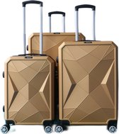 Kofferset Traveleo Babij - 3-delig - Complete Set - Koffer - Handbagage 35L + 65L en 90L Ruimbagage - ABS03 Champagne