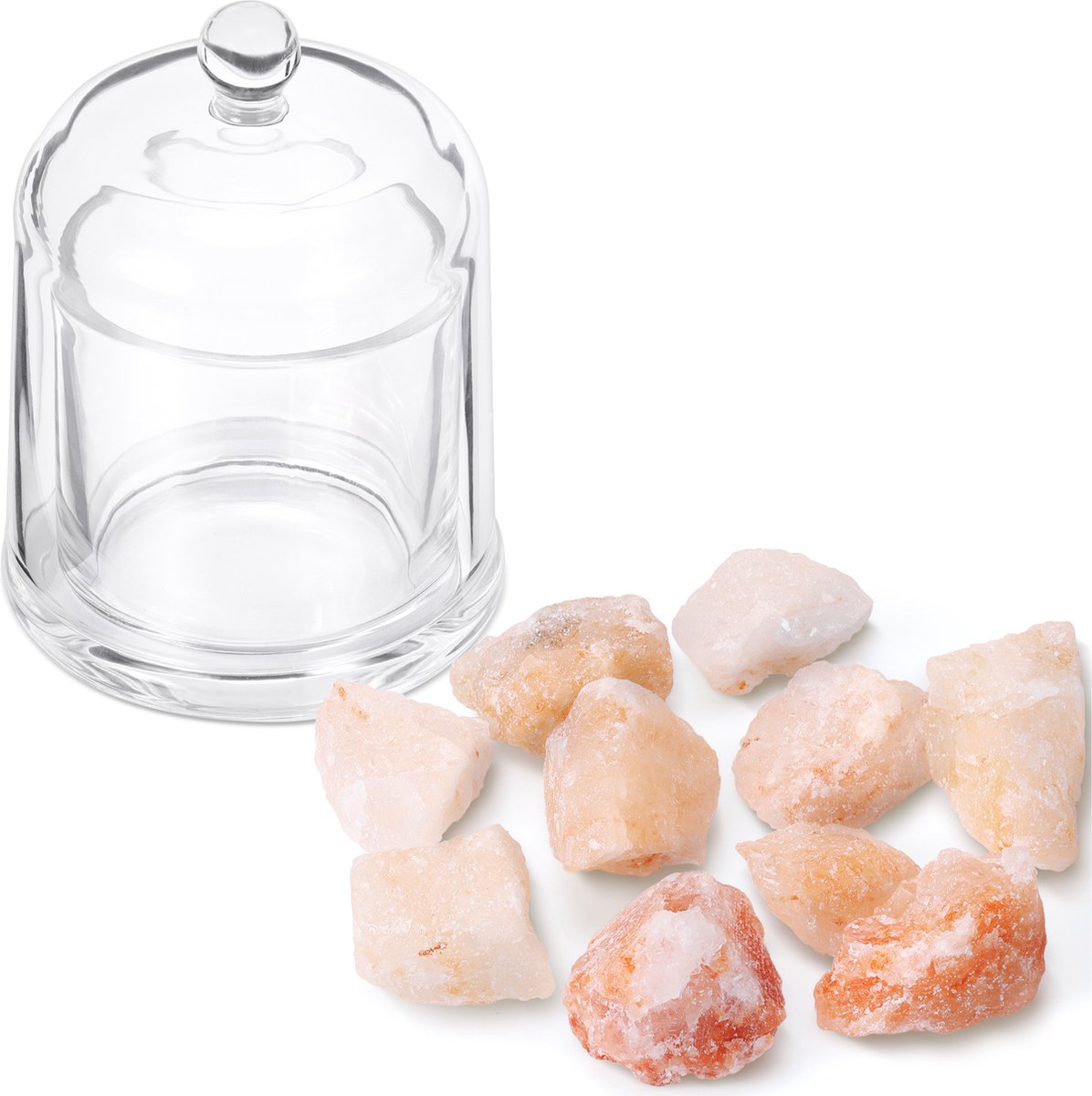 Goedkoopste Navaris diffuser aromatherapie met roze zout kristallen - Zonder water en stroom - Voor etherische oliën en geurolie - Geurdiffuser - Met glaskoepel