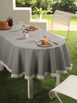 Classic tafelkleed met franjes, rond, ovaal, rechthoekig, 130 cm, rond, donkergrijs