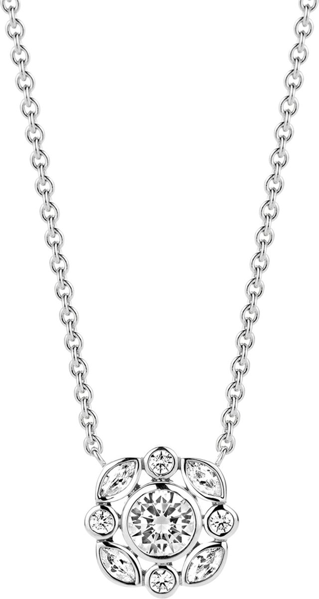 TI SENTO Dames Ketting - 925 zilver - Zirconia wit - Maat 42 - 3835ZI