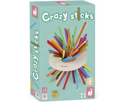foto van Janod Spel - Crazy Sticks - Behendigheidsspel - Strategiespel - Familiespel Voor Urenlang Speelplezier! - Voor 2 tot 6 Spelers - Geschikt Vanaf 3 Jaar