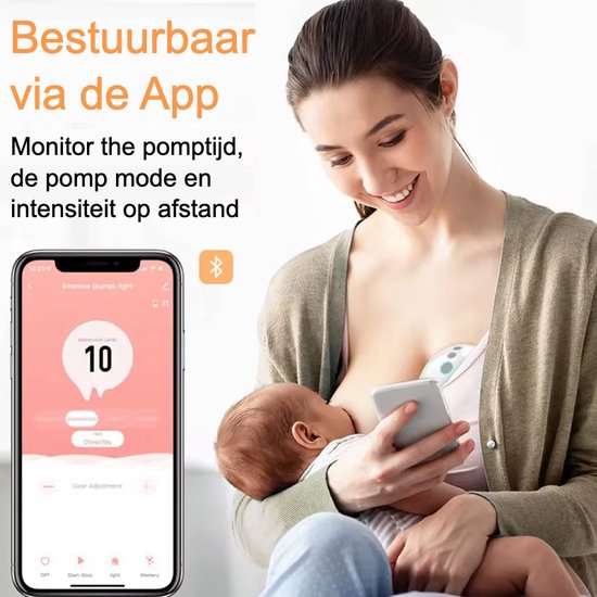 Trend Goods - Handsfree Borstkolf - Kolf - Elektrische Borstkolf - Borstvoeding - Draadloze Borstkolf - Bestuurbaar met App - Incl. Moedermelk bewaarzakjes, Reistas, Borstschildverkleiners - BPA vrij — afbeelding 2