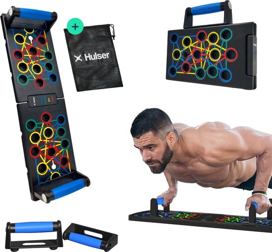 Foto: Hulser push up bord 24 in 1 inklapbaar grips bars steun parallettes board fitness plank opdrukken trainingsbord thuis sporten home workout