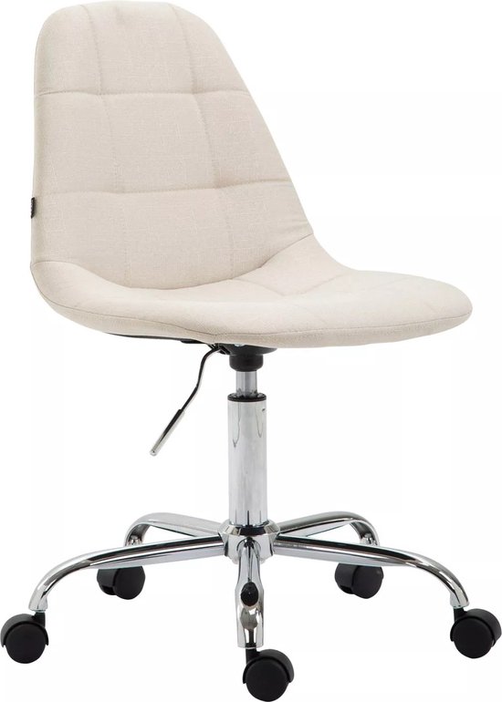 In And OutdoorMatch Luxe Werkkruk Phyllis - Creme - Voor volwassenen - Op wielen - Stof - Ergonomische bureaustoel - In hoogte verstelbaar 44-54cm