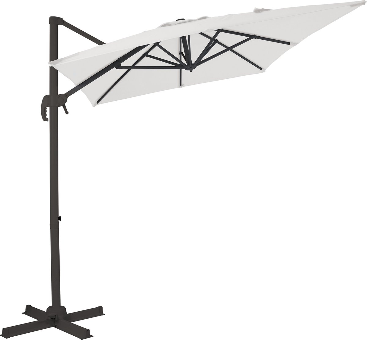 AXI Coco Zweefparasol 200x300 cm Antraciet/beige – Gepoedercoat aluminium frame met kruisvoet – 360° Draaibaar - Kantelbaar – UV werend doek