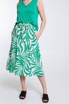 Cassis Halflange rok in viscose met tweekleurig bladmotief