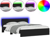 vidaXL - Cadre de lit - avec - tête de lit - et - LED - noir - 150x200 - cm