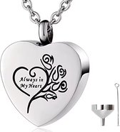Luxe Ashanger - met Ketting (55 cm) - Voor As, Haren of Parfum - Assieraad - As Ketting - Gedenksieraad - Urn - As Hanger - Incl. As vuller en Opbergzakje - Always In my Heart