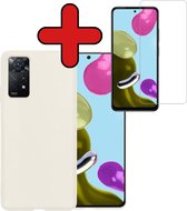 Hoesje Geschikt voor Xiaomi Redmi Note 11s Hoesje Siliconen Case Hoes Met Screenprotector - Hoes Geschikt voor Xiaomi Redmi Note 11s Hoes Cover Case - Wit