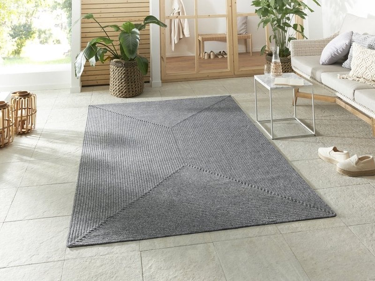 flycarpets Binnen & Buitenkleed vloerkleed - Trenzado - Lichtgrijs - 200x290 cm