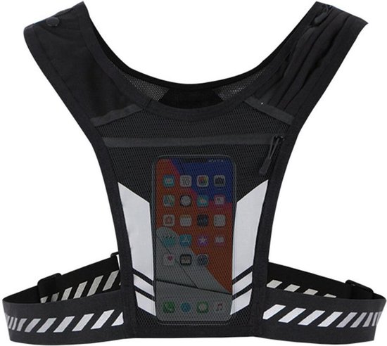 Reflecterend Hardloopvest – Met Telefoonhouder, Ademend, Voor Nachtsport, Geschikt Voor Fles 1000 Ml, 7,5 Inch Telefoon