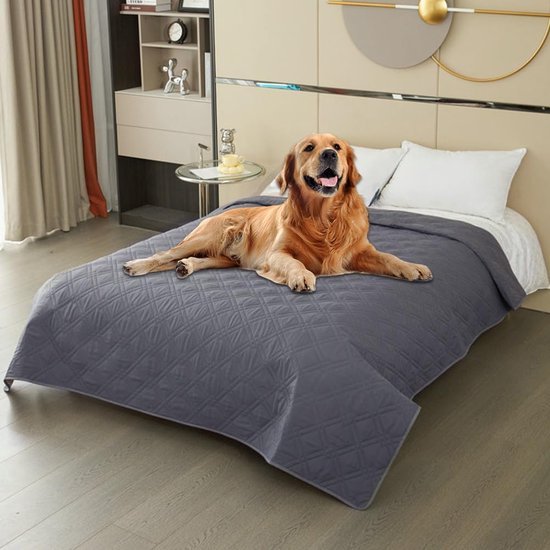 Waterdichte antislip deken, robuust en zacht, wasbaar, voor grote en kleine honden, bescherming voor bank, bed, auto, grijs, 75 x 180 cm