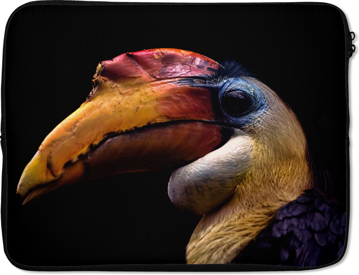 Laptophoes 17 inch - Vogel - Snavel - Zwart - Laptop sleeve - Binnenmaat 41x28 cm - Zwarte achterkant