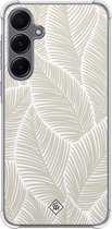 Casimoda® hoesje - Geschikt voor Samsung Galaxy A55 - Palmy Leaves Beige - Shockproof case - Extra sterk - TPU/polycarbonaat - Bruin/beige, Transparant