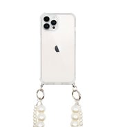 Coque de téléphone ShieldCase adaptée pour iPhone 12 Pro Coque en TPU avec cordon de perles (transparent) - Coque en silicone TPU avec cordon - Cordon de téléphone - Chaîne de téléphone - Transparent