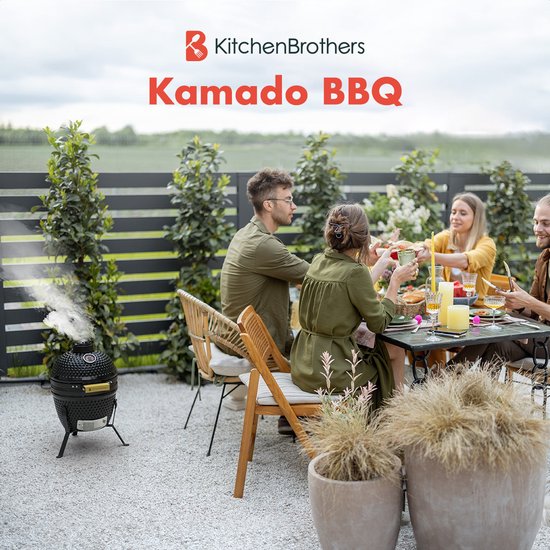KitchenBrothers Kamado BBQ - 13 Inch Houtskool Barbecue - 27⌀ cm - Egg BBQ - Zwart van KitchenBrothers — afbeelding 2