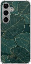 Casimoda® hoesje - Geschikt voor Samsung Galaxy S24 - Monstera Leaves - Shockproof case - Extra sterk - TPU/polycarbonaat - Groen, Transparant