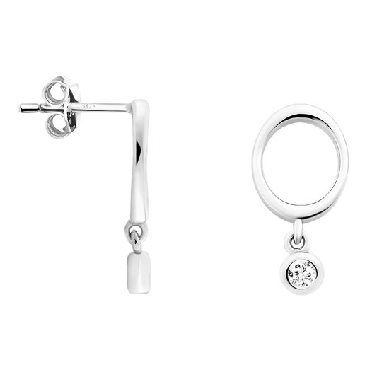 SOFIA MILANI - Dames Oorbellen 925 Zilver - Met Zirkoniasteentjes - Bloem Hangoorbel - E2288
