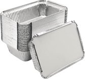 KURTT - Aluminium Bak 845 met deksels - Aluminium bakjes wegwerp - Prep meal - Aluminium Schaal - Horeca - Alubak - Barbecue - Kapsalon - wegwerp bakjes - Aluminium bakjes - 100 stuks