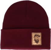 Hatstore- Cap Man Patch Burgundy Beanie - Bearded Man Cap