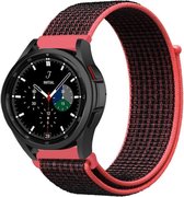 Strap-it Samsung Galaxy Watch 4 Classic 46mm nylon band - zwart/rood