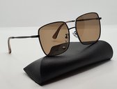 Dames zonnebril - UV400 - bril met metalen montuur met brillenkoker / bruine lenzen - 7349 C1 Aland optiek