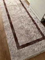 Keukenloper - Wit/Bruin - 80x150 cm - Vloerkleden - Keuken Tapijt - Keukenmat - Loper Tapijt - Loper Vloerkleed