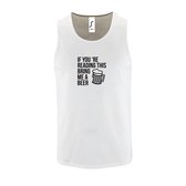 Witte Tanktop sportshirt met "If you're reading this bring me a Beer " Print Zwart Size L