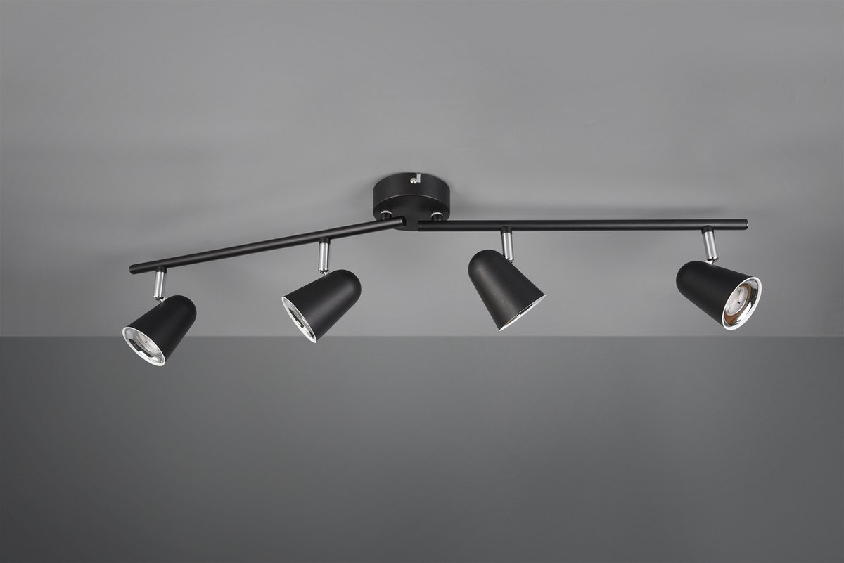 Reality Toulouse - Plafondlamp Industrieel - Zwart - H:17cm - Universeel - Voor Binnen - Plastic - Plafondlampen - Slaapkamer - Kinderkamer - Woonkamer - Plafonnieres