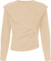 zoe karssen - dames -  saba plissé top met lange mouwen -  steen - xs