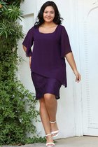 HASVEL - Paarse Groote maat jurk- maat 3XL-Galajurk-Avondjurk- HASVEL - Purple Plus Size Dress- Size 3XL-Prom Dress-Evening Dress